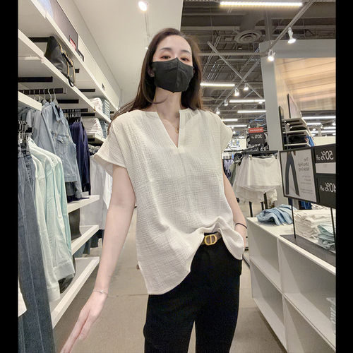 CK女士小亨利V领无袖纯棉T恤
