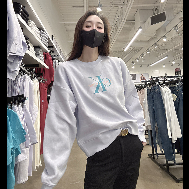 CK女士圆领抓绒套头卫衣