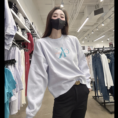 CK女士圆领抓绒套头卫衣