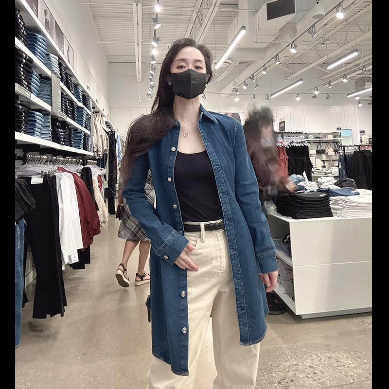 CK女士修身牛仔连衣裙纽扣