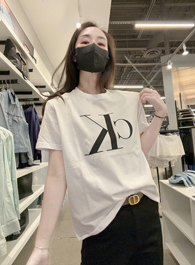 CK Calvin Klein女士新款圆领纯棉舒适柔软打底休闲短袖T恤CW686