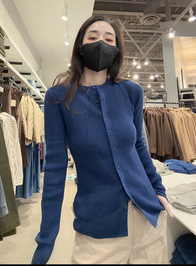 CK女士圆领针织衫开衫毛衣