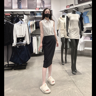 Calvin Klein/CK女士夏季高腰时尚气质半身裙微弹垂感女裙CW172