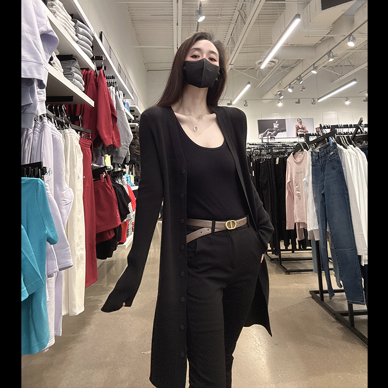 CK女士中长款长袖针织开衫