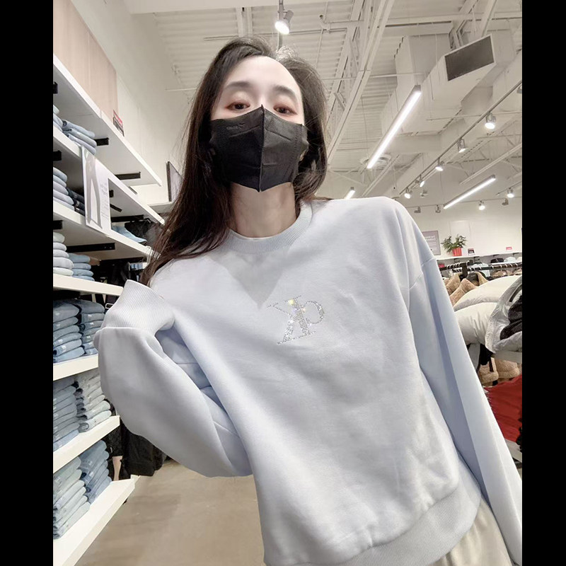 CK女士小钻抓绒套头卫衣