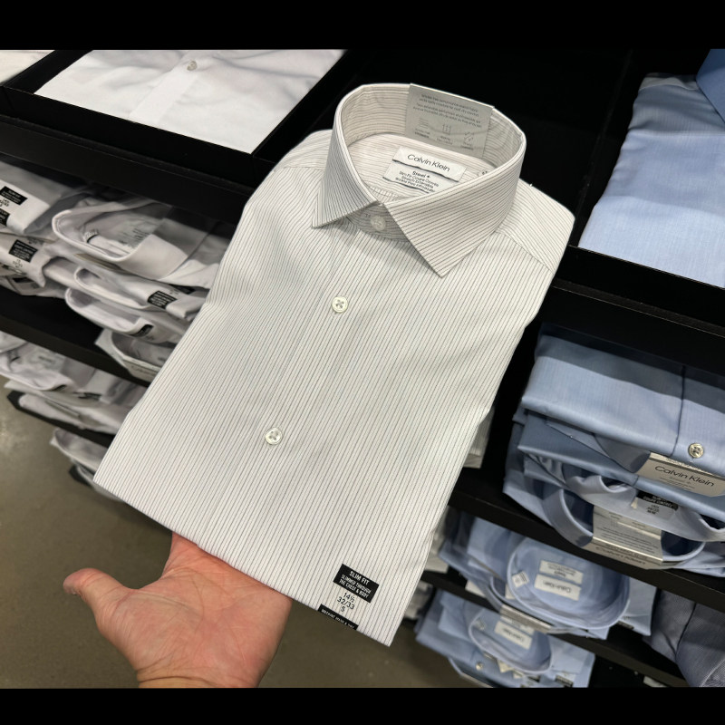 CalvinKlein抗皱长袖衬衫休闲