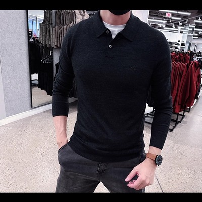 CK男士长袖打底polo衫针织衫