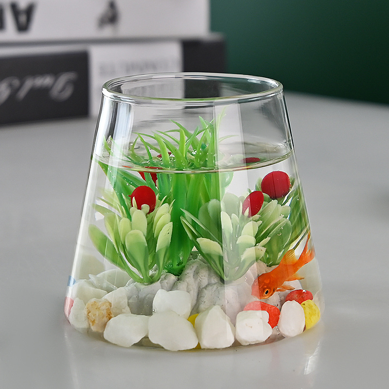 透明玻璃水培花盆水培植物玻璃瓶微景观生态瓶鱼缸器皿摆件斗鱼瓶