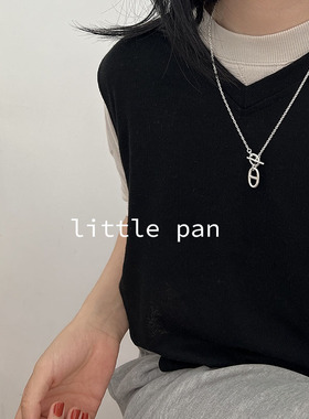 925纯银女日韩日字ot扣极简项链