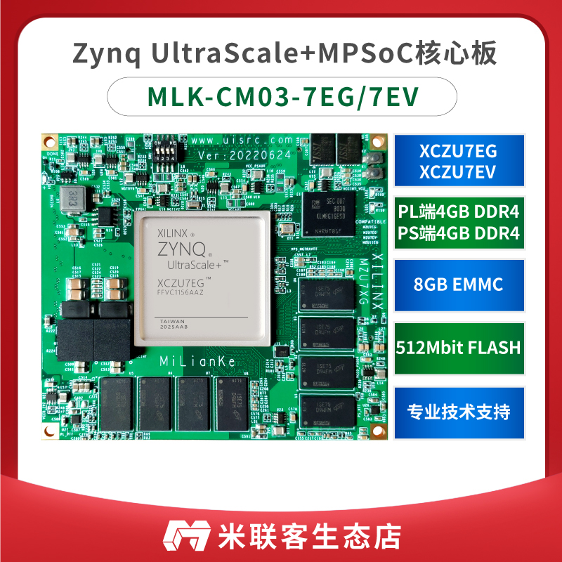 米联客MLK-CM03-7EG/EV FPGA核心板Zynq UltraScale+MPSOC ZCU106