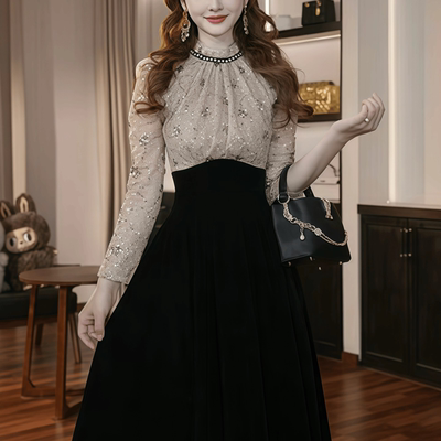 高级感独特绝美气质收腰长裙