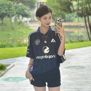 Adidas阿迪达斯24-25曼联客场球迷版深蓝透气柔软短袖球衣IU1390