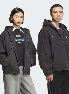Adidas阿迪达斯情侣款保暖运动舒适宽松梭织帆布连帽棉服KC2640