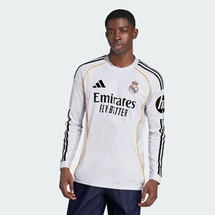Adidas阿迪达斯25-26赛季皇马主场球迷版长袖球衣足球服JN8884