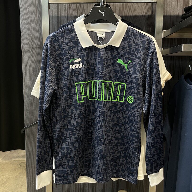 Puma彪马男长袖polo满印拼色T恤