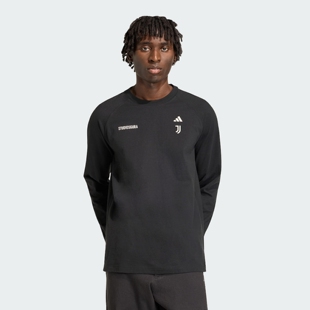 Adidas阿迪达斯尤文图斯足球休闲文化纯棉平纹针织长袖T恤KB8035