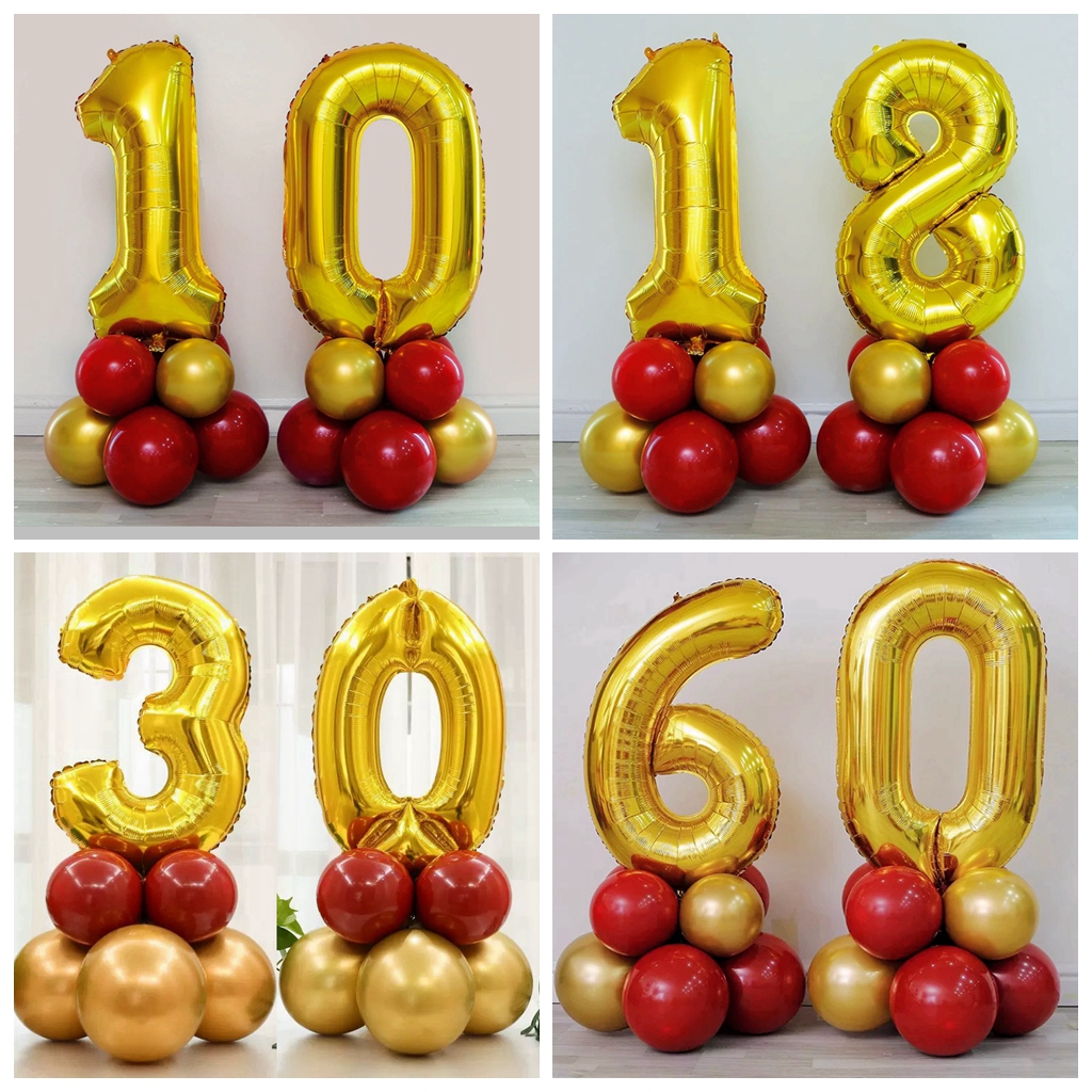 生日数字气球路引百天周岁60岁生日气球桌飘摆18岁成人礼派对布置