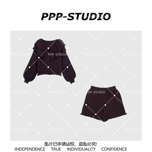PP-STUDIO韩系气质减龄上衣+短裤套装20263632