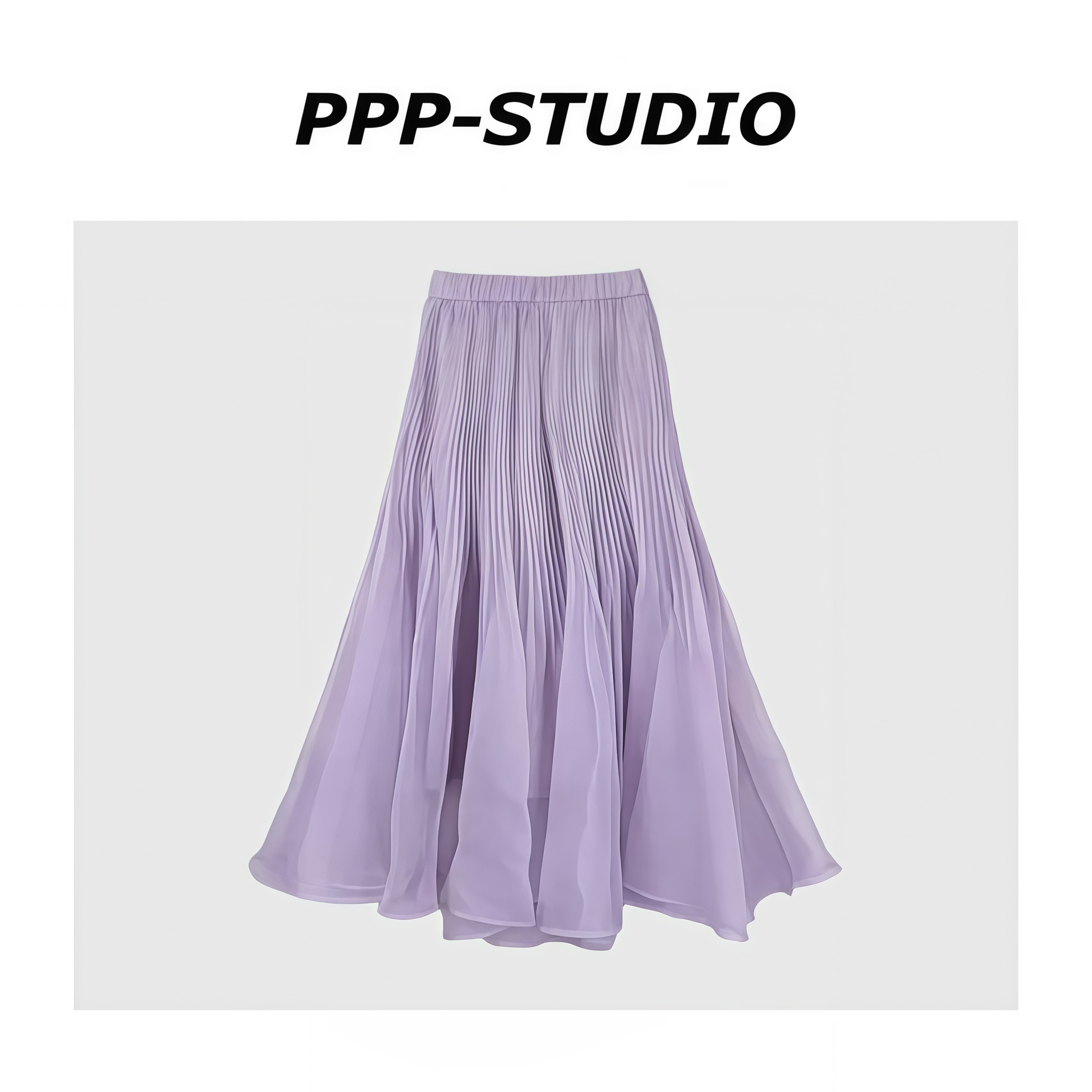 『PP-STUDIO』“天丝欧根纱”百搭减龄波浪边大摆半身裙*20261337