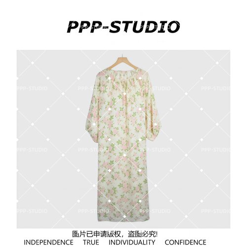 『PP-STUDIO』“苎麻”时尚韩系甜美设计款碎花连衣裙*20261576