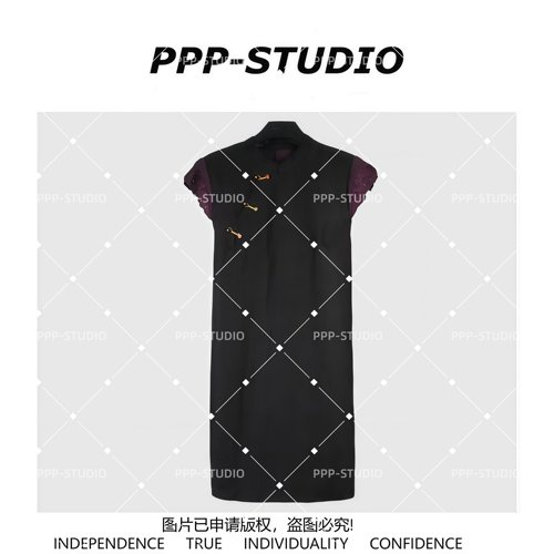 『PP-STUDIO』新款中式国风拼接袖口百搭简约连衣裙*20262005