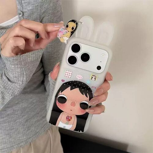 可爱立体兔耳朵适用苹果17promax手机壳iPhone16plus可爱新款创意ip15plus少女心14pro高级感全包防摔保护套