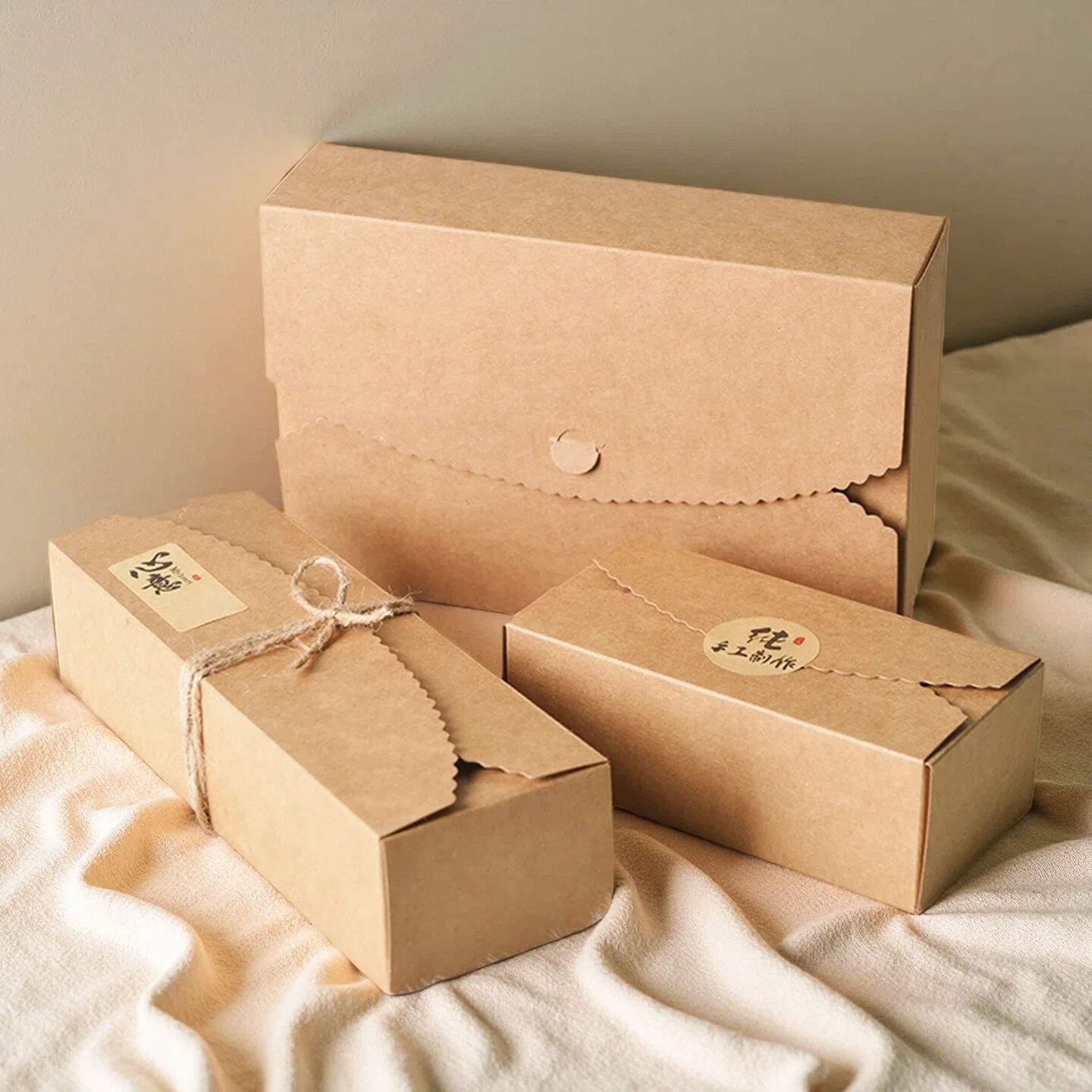 花边牛皮纸盒月饼包装礼盒