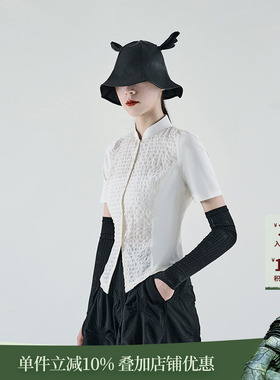 日着原创设计女装2026夏季新款独特别致中式立领上衣气质短袖衬衫