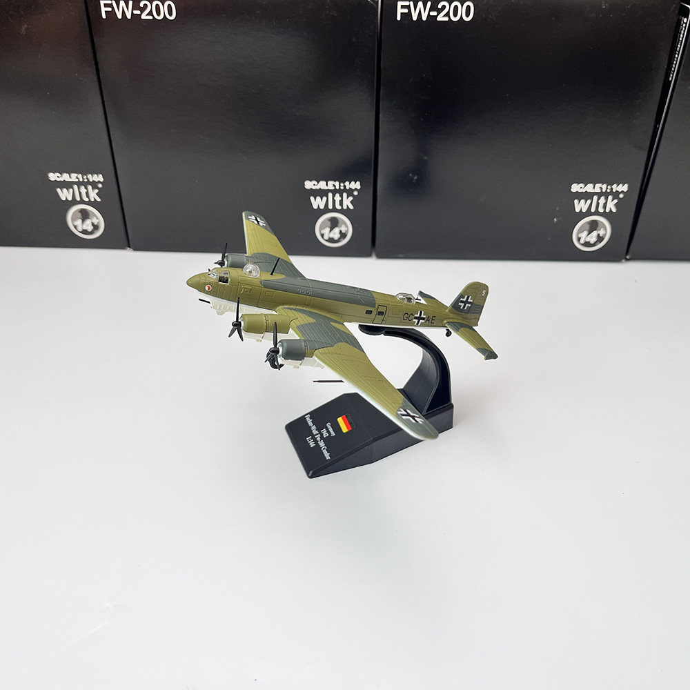 wltk 1/144 二战 fw200秃鹰军事运输侦察机飞机模型合金收藏摆件