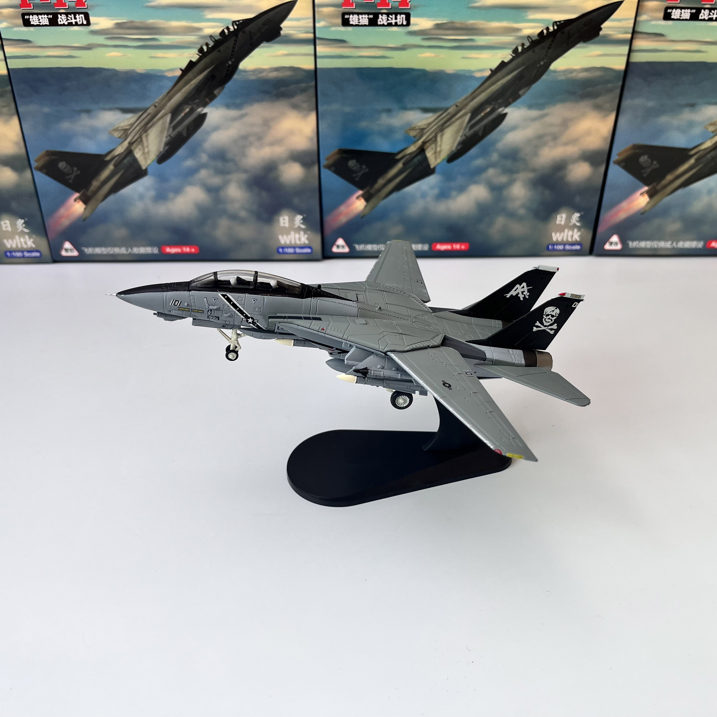 WLTK1/100美军F-14B F14VF-103海盗旗中队军事飞机模型可变翼模式