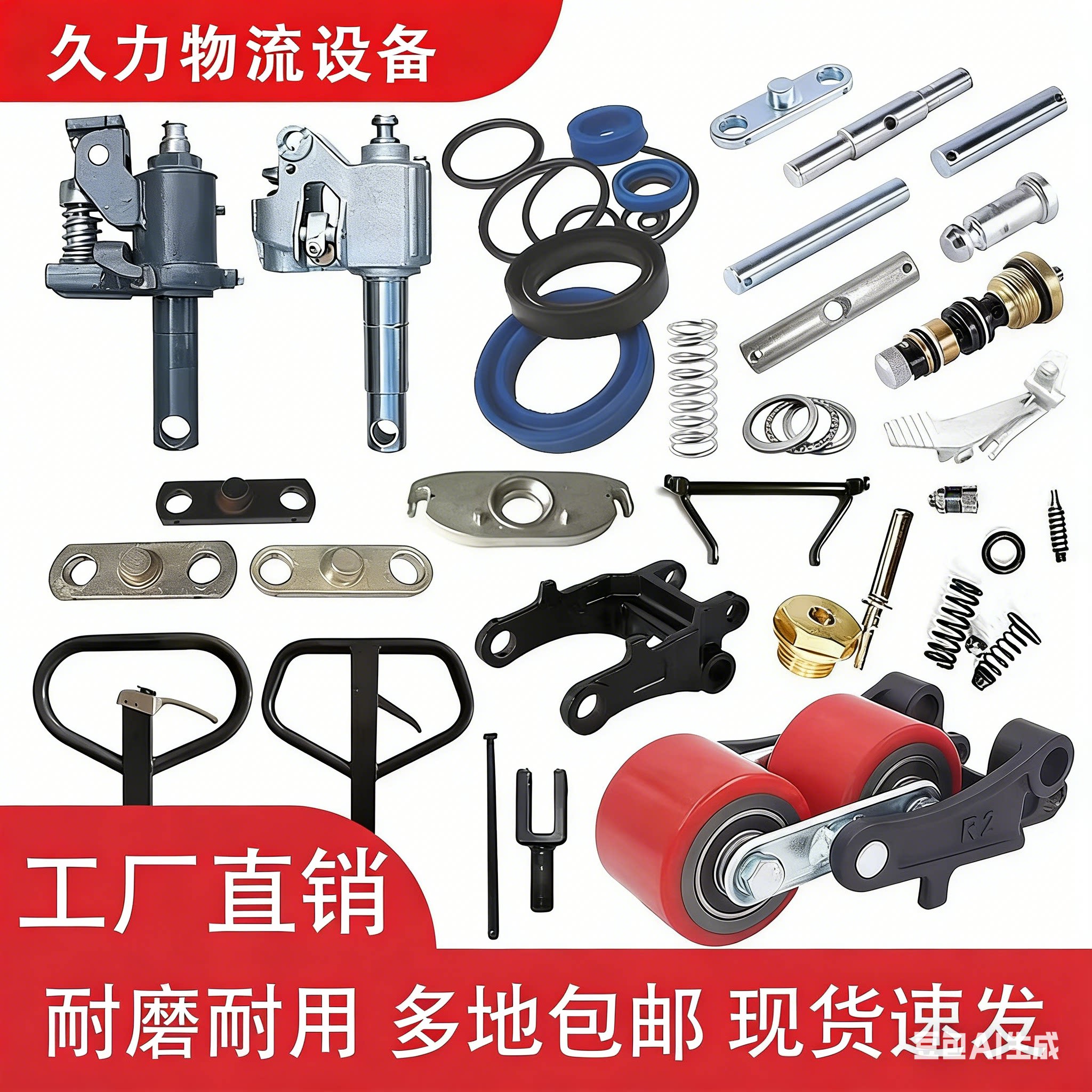 诺力手动液压叉车配件大全牛力奥津液压搬运叉车轮子地牛配件大全