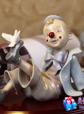 美国cosmos陶瓷小丑生日快乐摆件