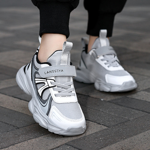 Ginofu男女中童运动鞋春秋魔术贴7-15岁学生轻便减震机能鞋跑步鞋