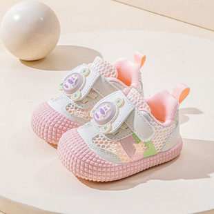 基諾輔2025夏季 子 軟底防滑透氣機(jī)能鞋 一階段1歲男女寶寶單網(wǎng)涼鞋