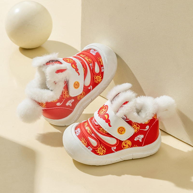 Ginofu婴幼儿学步冬季保暖红色中国风宝宝鞋防掉神器魔术贴软底鞋,童鞋/婴儿鞋/亲子鞋,学步鞋,淘宝优惠券,粉丝福利购,淘宝优惠卷