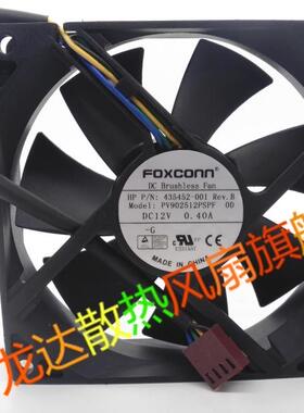 全新原装FOXCONN PV902512PSPF OD 12V 0.40A 4线PWM变频器风扇