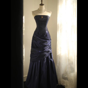 法式 vintage禮服復(fù)古新娘婚禮舞會宴會古典禮服裙緞面古董輕紗