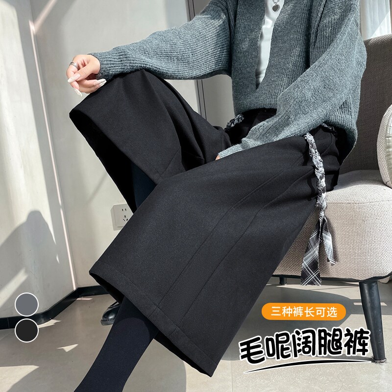 加绒加厚毛呢西装裤女秋冬季
