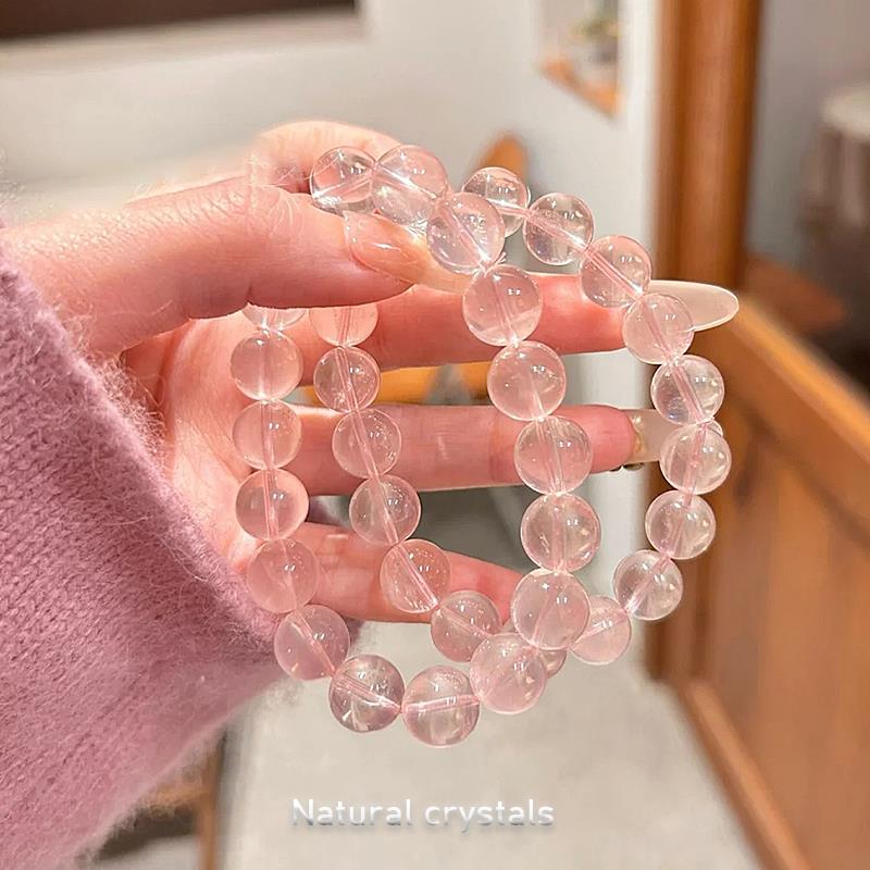 「水蜜桃」招桃花天然莫桑比克粉晶西柚粉水晶手串夏季水晶手链女