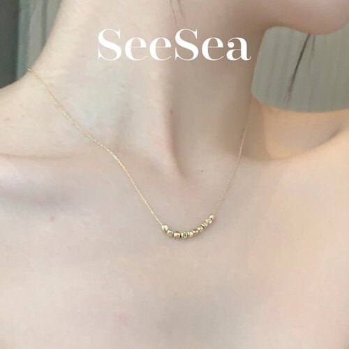 SeeSea 碎金子S925纯银包金项链锁骨链简约气质礼物碎银子风强推