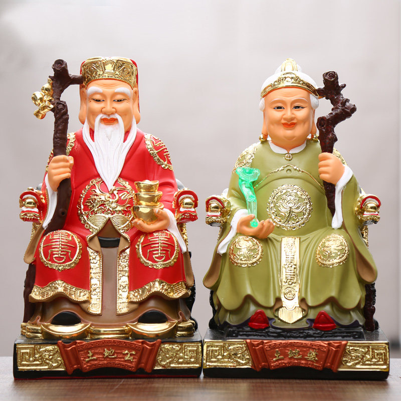 土地公土地婆神像福德正神树脂佛像土地爷土地奶土地公婆30CM