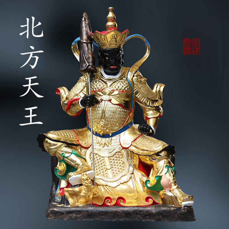 寺庙大型树脂佛像2米1坐四大天王金色彩绘天王殿佛像东方持国天王