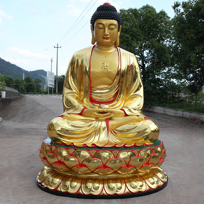 供奉寺庙树脂鎏金彩绘三宝佛
