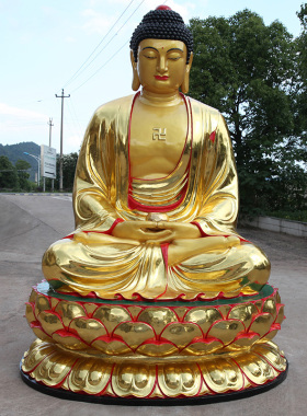 供奉寺庙树脂鎏金彩绘三宝佛