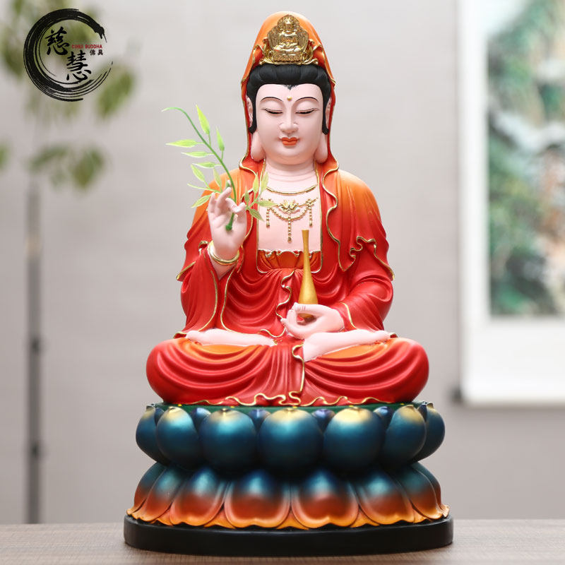 工厂直销佛像佛堂用品树脂玻璃钢观音菩萨锻彩观世音菩萨观音