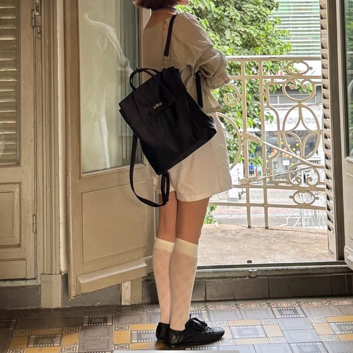 2026新款黑色双肩包学院风托特包通勤大包翻盖手提包商务风双肩包