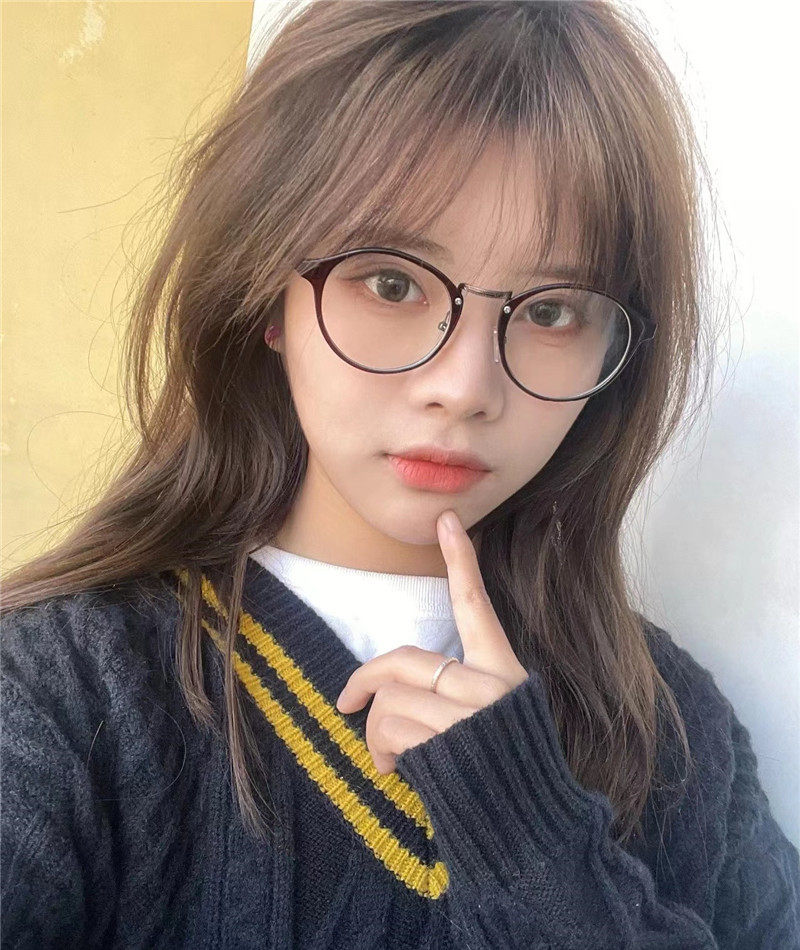 学生女圆形超轻镜框茶色素颜平光镜韩版小圆框原宿复古配近视可爱