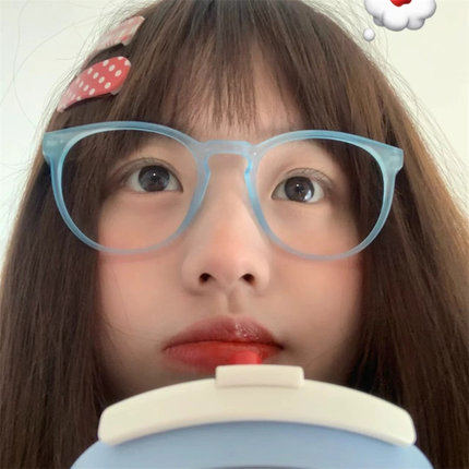 辣味少女蓝色平光镜气质显白网红素颜韩版萌拍照日系可爱百搭ins