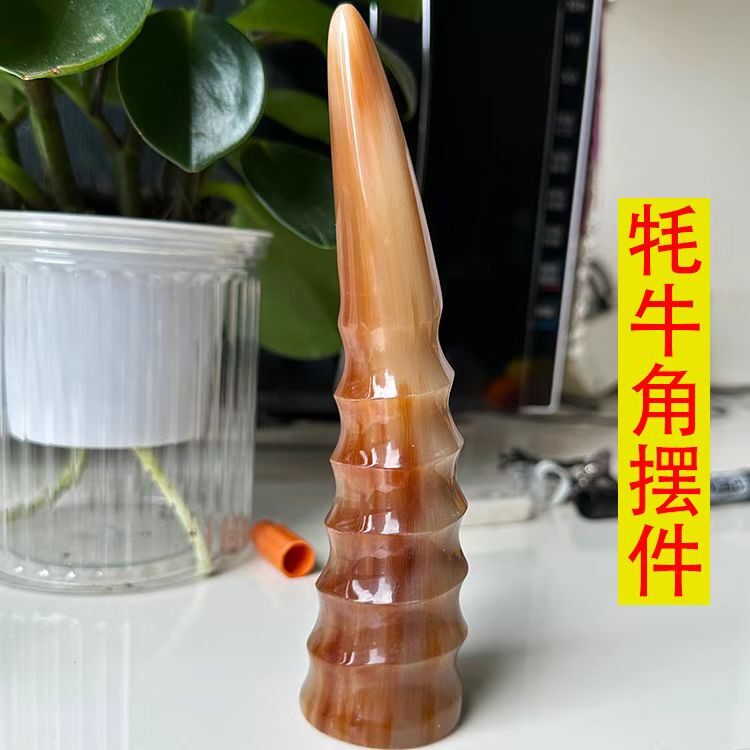 天然牦牛角家居桌面摆件装饰品刮痧筒点穴棒按摩工艺礼品