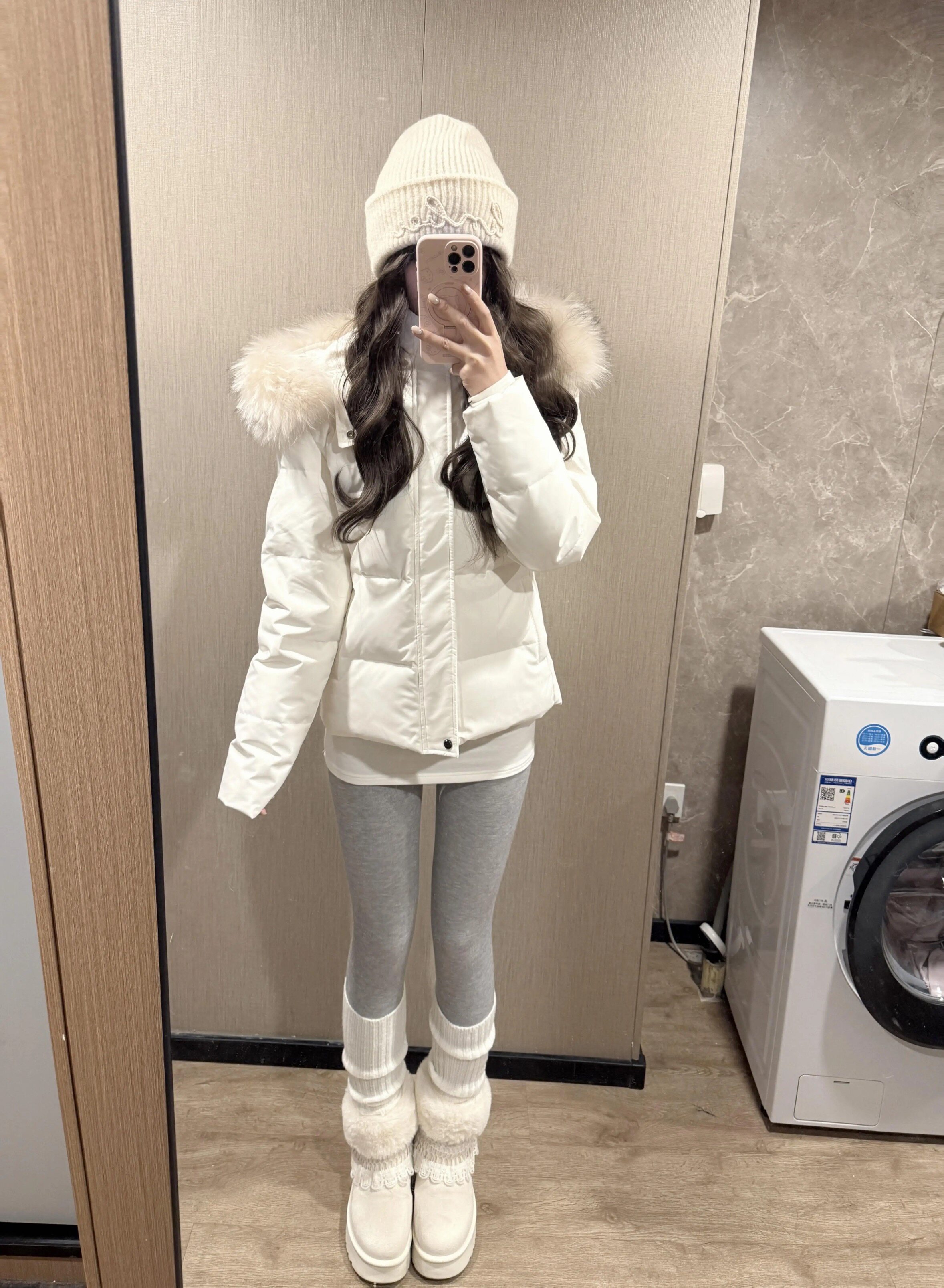 小个子羽绒棉服女秋冬季2026新款大毛领短款棉衣收腰加厚棉袄外套